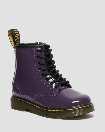 Dr Martens Toddler 1460 Lak Læder Snørestøvler Børn Lilla | DK 702DFM